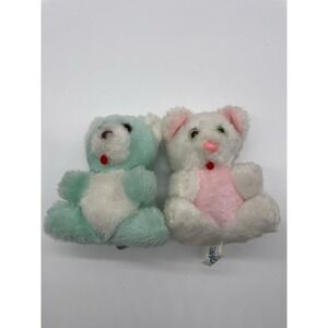 Acme vintage Lot Of 2 pink And‎ Blue bear plush Small 6.5"